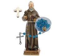 Imagen de San Pío de Pietrelcina y Rosario Cristal Virgen de Guadalupe (Color Surtido Aleatorio). Incluye Cruz de Regalo Hecha de Turquesa Blanca
