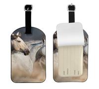 Imagen de un caballo salvaje,Etiquetas de equipaje de cuero sintético con nombre, etiquetas de viaje duraderas, 2 unidades