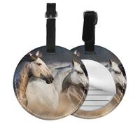 Imagen de un caballo salvaje,Etiquetas de equipaje de cuero sintético con nombre, etiquetas de viaje duraderas, 2 unidades
