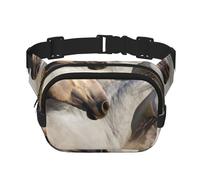 Imagen de un Caballo Salvaje,Riñonera Cuadrada de Doble Capa, Bolso de Viaje, Bolso Informal para el Pecho.