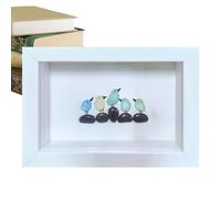 Imagen De Vidrio Marino - Sea Gllass Raiinbow Birds Sea, Hechas A Mano. Seaa Glaass Art Enmarcada En La Pared Del Hogar | Decoración Pájaros Arcoiris Para Sala Estar Y Estética Habitación
