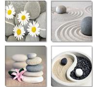 Imagen sobre lienzo 6607 4x30 x 30 cm XXL Spa Piedras Cuadros para la pared, enmarcados, listos para colocar, todas las imágenes en marco gigante Madera auténtica.