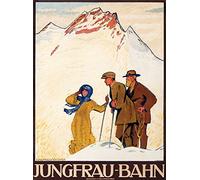 Imagen sobre lienzo enrollado Jungfrau-Bahn Cardinaux Emil - Arte vertical europeo impresión publicidad vintage paisajes y sce Lienzo bellas artes 47_X_34_in