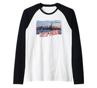 Imagen Vintage de la Ciudad de Nueva York Camiseta Manga Raglan