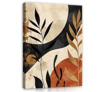 Imágenes Boho Marrón Beige Hojas 100 x 75 cm - Moderno Lienzo Lienzo Grande XXL Salón Dormitorio Impresión Arte Mural Lienzo Desing Pared Cuadro sobre Lienzo Listo para Colgar