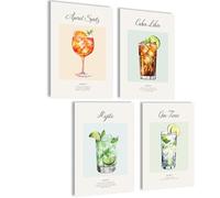 Imágenes de cócteles, decoración de bar, tarjetas de cóctel (4 x A4, sin marco)