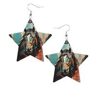 Imágenes de coloridos caballos estampados de cuero en forma de estrella, accesorios ligeros y elegantes para fiestas, bailes y la vida cotidiana.