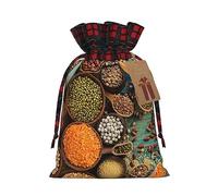 Imágenes de comida de granja coloridas, decoración de Navidad, bolsa de regalo con cordón, bolsas de regalo de Halloween y cumpleaños, bolsas de regalo reutilizables multiusos