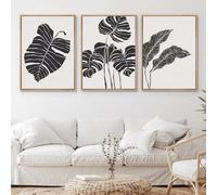 Imágenes de Pared-Cuadro Abstracto de Hojas de Plantas Tropicales Pared Lienzo Decorativo Pósteres y Láminas Modernas Ideal la Decoración Hogar Sala de Estar Cocina y Oficina-30*50cm*3PCS (Sin marco)