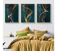 Imágenes de Pared,Cuadro Abstracto Minimalista de Líneas Doradas Sobre Lienzo Impresiones Modernas para Pared Pósters para Sala de Estar Dormitorio y Decoración del Hogar-(50*60cm)-3pcs（sin marco）