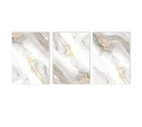 Imágenes de Pared,Cuadro Moderno de Mármol Beige Gris y Dorado Sobre Lienzo Lámina Decorativa Abstracta para Pared Pósteres y Láminas Nórdicas para la Decoración del Salón-(40*60cm)-3pcs（sin marco）