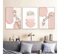 Imágenes de Pared-Impresión de Formas Artísticas Abstractas Rosa Ruborizado Arte de Pared Bohemio Pintura Lienzo Póster Nórdico Moderno Decoración de Pared de Sala de Estar-(40W*60Lcm)-3pcs Sin marco
