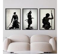 Imágenes de retrato de samuráis japoneses de Bushido, lienzo de guerrero japonés, arte de pared, póster en blanco y negro para sala de estar, dormitorio, decoración sin marco (3 * 60x90cm, Estilo-3)