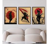 Imágenes de retrato de samuráis japoneses de Bushido, lienzo de guerrero japonés, arte de pared, póster en blanco y negro para sala de estar, dormitorio, decoración sin marco (3*30x40cm, Estilo-4)