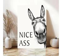 Imágenes divertidas para el baño con frases de burros sobre lienzo, impermeable, lindo cuadro de baño abstracto (70 x 100 cm (28 x 39 pulgadas) con marco interior)