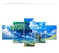 Imágenes modulares 5 piezas Miyazaki Hayao Laputa Castillo en el cielo Lienzo Pintura Poster Poster HD Impresiones de la pared Decoración del hogar(30x40cm) x 2PCS + (30x60cm) x 2PCS + (30x80cm) x 1PC