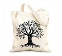 Imágenes prediseñadas del árbol de la vida celta, silueta de árbol celta, un tejo de Ross, árbol celta Bolsa de tela con asa plana Tela de 12 oz de grosor Sustituye a la mochila escolar 25x30cm