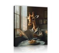 Imágenes surrealistas de escenas interiores acogedoras imágenes de paredes caprichosas de jirafas cuadro vintage cálido y divertido un lienzo animales para estudio salón 75x100cm Cuadro interior