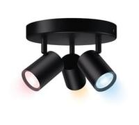 IMAGEO 3 focos ajustables placa redonda, Luz de LED negro, Punto de iluminación inteligente, Wi-Fi/Bluetooth, Negro, Wi-Fi 4 (802.11n), 802.11b, 802.11g, LED, Metal