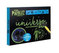 IMAGILAND Pintaluz Fluorescente Universo - Pizarra Luminosa Infantil con Linterna y Plantillas - Juego Educativo del Espacio para Dibujar y Aprender el Sistema Solar - Dibuja con Luz