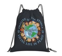 Imagina A Todas Las Personas Viviendo La Vida En Paz. Día De La Tierra 2024. Hombres. Mujer Hombre Mochilas Deportiva Casual Mochila De Cuerdas Ajustable Bolsa De Deporte Para Baloncesto
