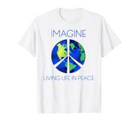 Imagina Vivir la Vida en Paz Camiseta gráfica económica, Hombre, Blanco, L