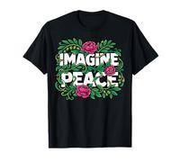 Imagine Peace Floral Botanical Harmony Message Camiseta