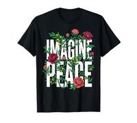 Imagine Peace Floral Botanical Harmony Message Camiseta