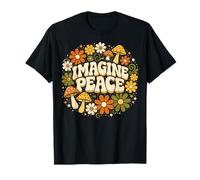 Imagine Peace Retro Floral Mushrooms Design Camiseta