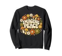 Imagine Peace Retro Floral Mushrooms Design Sudadera