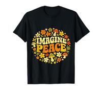 Imagine Peace Retro Flowers Mushrooms Camiseta