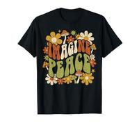 Imagine Peace Retro Flowers Mushrooms Camiseta