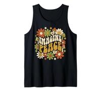 Imagine Peace Retro Flowers Mushrooms Camiseta sin Mangas