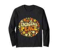 Imagine Peace Retro Flowers Mushrooms Manga Larga