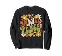 Imagine Peace Retro Flowers Mushrooms Sudadera