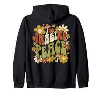 Imagine Peace Retro Flowers Mushrooms Sudadera con Capucha