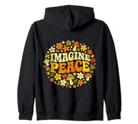 Imagine Peace Retro Flowers Mushrooms Sudadera con Capucha