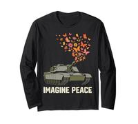 Imagine Peace Tank Butterfly Flowers Manga Larga