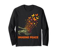 Imagine Peace Tank Butterfly Flowers Manga Larga