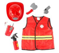 Imagínese ser un traje de bombero - Conjunto de disfraz para niños, juego de disfraz de bombero, accesorios de rescate, juego de rol, juego de vestir, para fiesta de cumpleaños infantil, Halloween, Lu