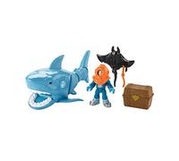 Imaginext Fisher Price - Juego de figuras de tiburón mega mordida con movimiento realista para 3-8