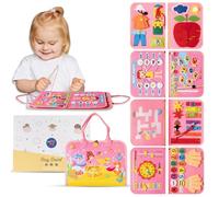 ImaginJoy Busy Board Montessori 1 Año - Juguete Educativo Bebé con Actividades Sensoriales, Motricidad Fina y Juegos de Viaje - Regalo Niña 1 Año Ideal para Aprendizaje y Entretenimiento (Rosa)