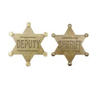 iMagitek Juego de 2 insignias de Sheriff Deputy Star, insignia de chaleco de policía occidental, accesorio de disfraz occidental, decoraciones de fiesta temática de policía de vaquero occidental
