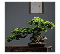 Imagné de pino de Bonsai, planta artificial de 17 pulgadas en maceta de cerámica para decoración de oficina en el hogar, vegetación realista, flora falsa de bajo mantenimiento para estantes de escrito