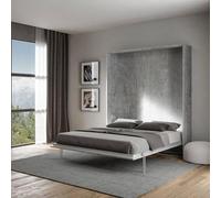 IMAGO FACTORY Kento - Cama Abatible Vertical Matrimonial, Estructura Made in Italy, Plegable, Ahorra Espacio, Llega Desmontada, Color Concreto (Colchón No Incluido)