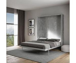 IMAGO FACTORY Kento - Cama Abatible Vertical Matrimonial, Estructura Made in Italy, Plegable, Ahorra Espacio, Llega Desmontada, Color Concreto (Colchón No Incluido)