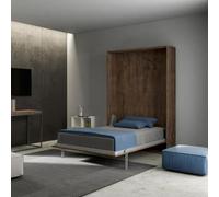 IMAGO FACTORY Kento - Cama Abatible Vertical, Plegable Francesa, Made in Italy, Sin Colchón, Ahorra Espacio, Desmontada, Color Nuez