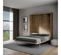 IMAGO FACTORY Kento - Mueble cama abatible de matrimonio y plegable de pared, colchón no incluido, cama de matrimonio desmontada, fabricada en Italia (nogal)