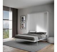 IMAGO FACTORY Kento - Mueble cama abatible de matrimonio y plegable de pared, colchón no incluido, la cama se envía desmontada, fabricada en Italia (blanco fresno)