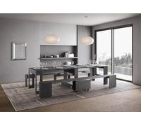 IMAGO FACTORY Lover - Consola extensible con banco inferior y superior, mesa extensible para comedor (hasta 302 cm), mueble consola de entrada moderna, fabricada en Italia (antracita con patolado)